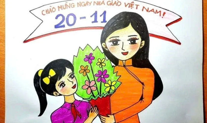 Vẽ tranh 20 11 đơn giản đẹp lớp 3: 100+ ảnh đẹp nhất